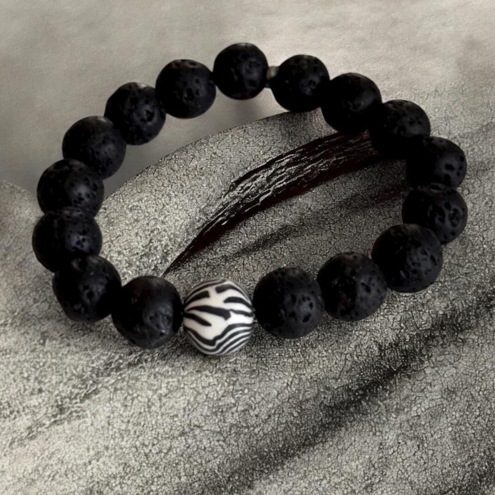 Handcrafted Lava Rock stretch bracelet